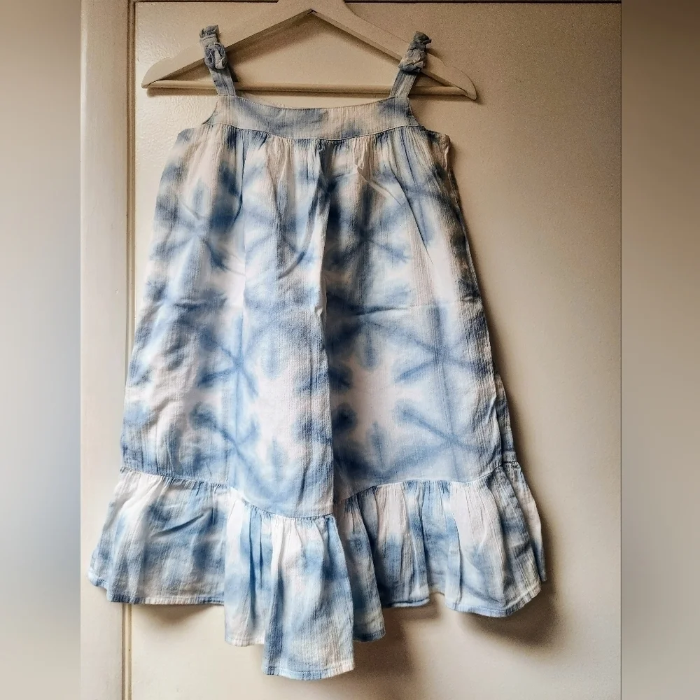 JANIE AND JACK TIE DYE BOW STRAP DRESS IN Angel Falls Shibori Size 12